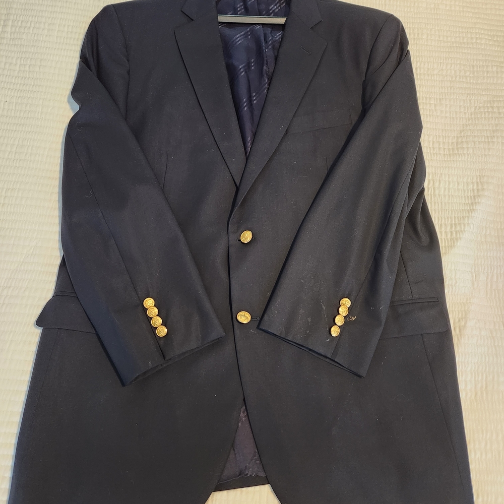 Brooks Brothers Navy Blazer with Gold Buttons. Made In USA.